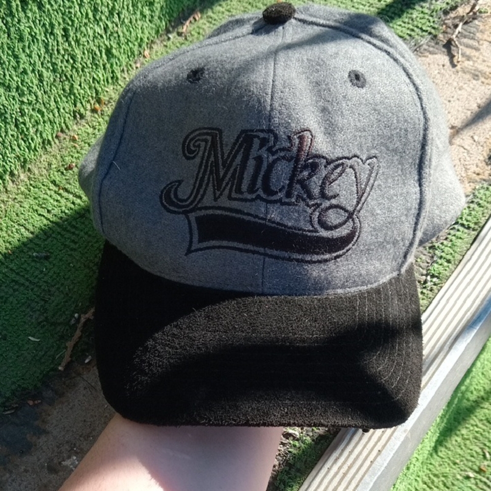 Vintage Disney Mickey Baseball Hat In Gray and Black